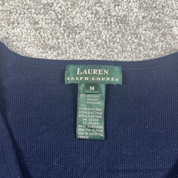Lauren Ralph Lauren Blouse Womens Medium V Neck Minimalist Rayon Blend Stretch - Picture 3 of 12